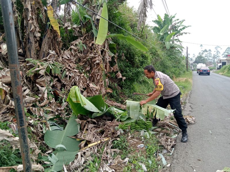 Caption : Polsek Pasirwangi bersama warga giat bersih-bersih