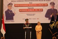 Wakil Bupati Garut, dr. Helmi Budiman, menghadiri sekaligus memberikan sambutan dalam acara Serah Terima Jabatan (Sertijab) Kepala Lembaga Pemasyarakatan (Lapas) Kelas IIB Garut, berlangsung di Hotel Harmoni, Jalan Cipanas Baru, Kecamatan Tarogong Kaler, Kabupaten Garut, Jum'at (20/10/2023).