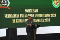 Pangdam III/Siliwangi Mayjen TNI Erwin Djatniko menghadiri acara Sosialisasi Netralitas TNI AD Pada Pemilu 2024 di Graha Tirta Jl. Lombok No. 10, Kota Bandung Selasa (10/10/2023).