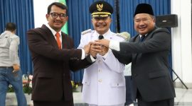 Kebersamaan Rudy Gunawan dan Helmi Budiman Bersama PJ Bupati Garut H Barnas Adjidin saat acara pelantikan