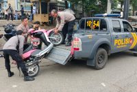 Foto : Polsek Wanaraja saat razia ops knalpot bising