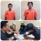 Foto : Pelaku pengeroyokan memakai baju tahanan Polsek Wanaraja (orange)