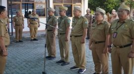 Pj Bupati Garut Barnas Adjidin saat pimpin apel (Foto:Istimewa*).