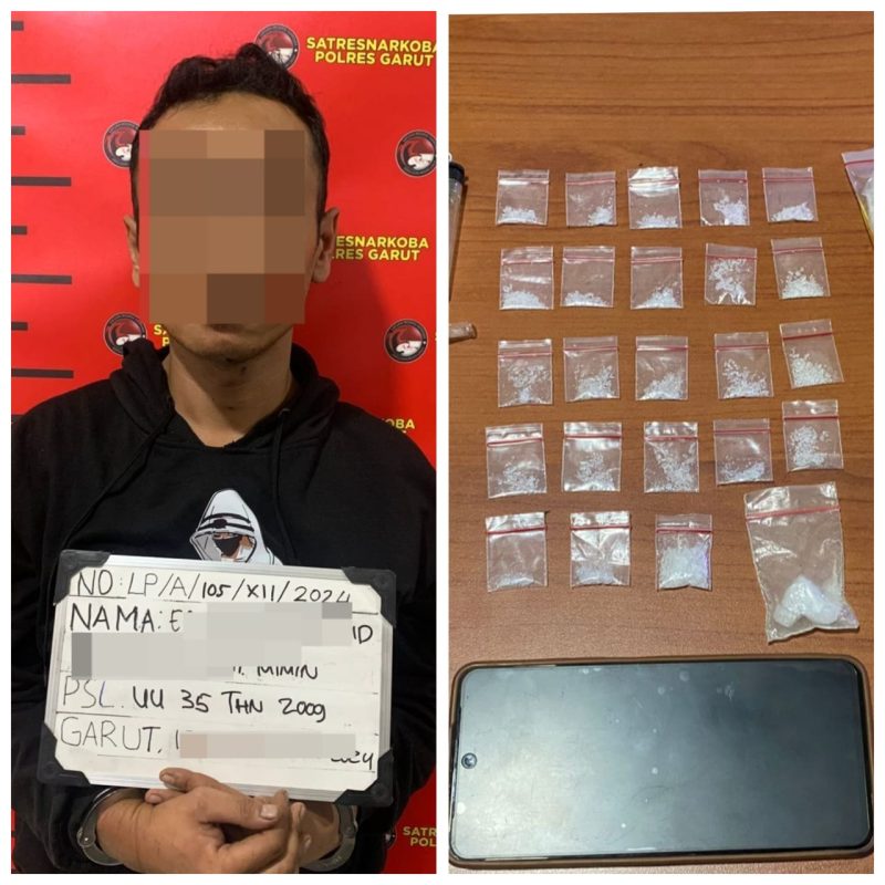 Satresnarkoba Polres Garut berhasil mengungkap peredaran gelap narkotika jenis sabu yang melibatkan seorang pria berinisial EAW (35), warga Kecamatan Pameungpeuk, Garut. 
