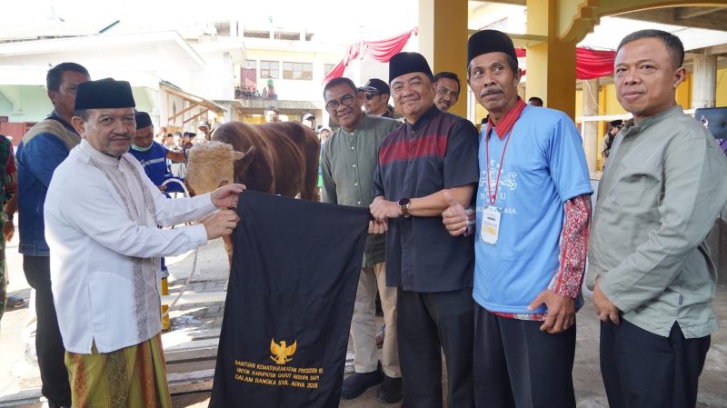 Bupati Garut Abdusy Syakur Amin hadiri penyembelihan hewan kurban di Ponpes Assa'adah Limbangan